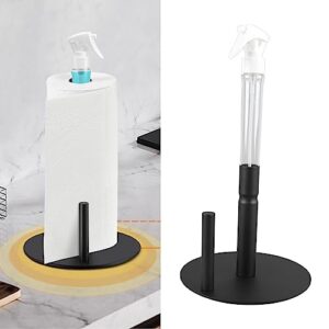 Paper Towel Holder with Spray Bottle, Stainless Steel Countertop Paper Towel Holder, Standing Paper Towel Roll Holder for Kitchen Bathroom, Non Slip Paper Towel Roll Holder