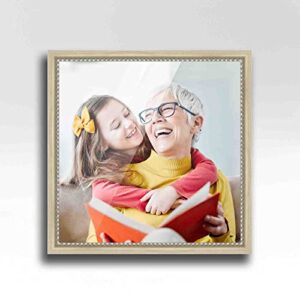 10x10 Frame Silver Real Wood Picture Frame Width 0.75 Inches | Interior Frame Depth 0.5 Inches | Liscio Argeto Traditional Photo Frame Complete with UV Acrylic, Foam Board Backing & Hanging Hardware