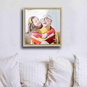 10x10 Frame Silver Real Wood Picture Frame Width 0.75 Inches | Interior Frame Depth 0.5 Inches | Liscio Argeto Traditional Photo Frame Complete with UV Acrylic, Foam Board Backing & Hanging Hardware