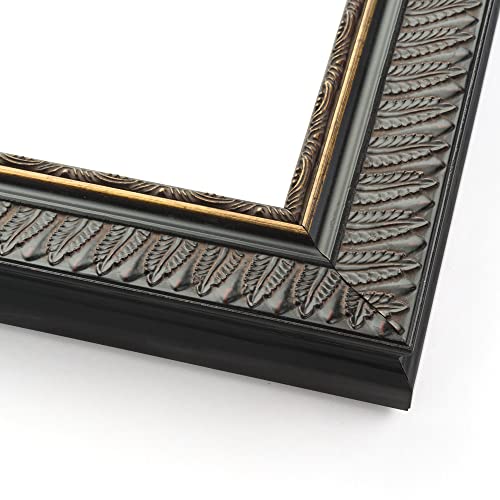 10x10 Frame Black Feather Payton Ornate Solid Wood Picture Frame Width 1.75 Inches | Interior Frame Depth 0.5 Inches | Payton Ornate Photo Frame Complete with UV Acrylic, Foam Board Backing & Hanging