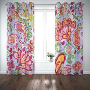 pamime shower curtain rod holder paisley ethnic pattern with floral red orange green shower curtain rod holder 52" w x 84" l panels of 2