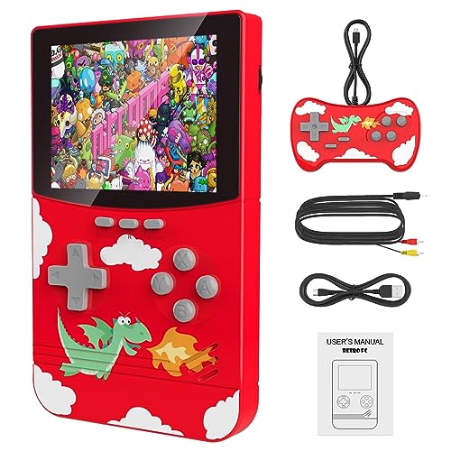 Handheld Game Console, Retro Video Game with 500 Classic FC Games,3 Inch Screen & 1000mAh Rechargeable Battery Portable Mini Game Console Support TV Connection & 2 Players for Kids Adults (Red)