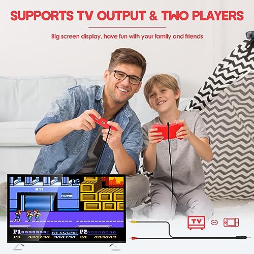 Handheld Game Console, Retro Video Game with 500 Classic FC Games,3 Inch Screen & 1000mAh Rechargeable Battery Portable Mini Game Console Support TV Connection & 2 Players for Kids Adults (Red)