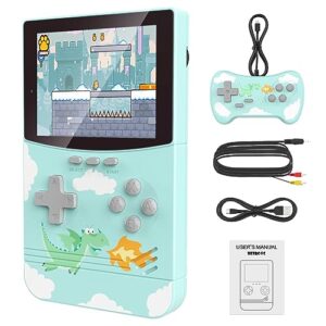 handheld game console, retro video game with 500 classic fc games,3 inch screen & 1000mah rechargeable battery portable mini game console support tv connection & 2 players for kids adults (blue)