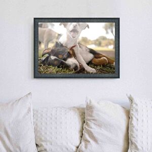 32x24 Frame Black Real Wood Picture Frame Width 1.25 Inches | Interior Frame Depth 0.25 Inches | Asbury Black Modern Photo Frame Complete with UV Acrylic, Foam Board Backing & Hanging Hardware