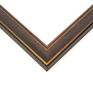 10x13 rubbed bronze real wood picture frame width 1.25 inches | interior frame depth 0.5 inches | marleigh mid century photo frame complete with uv acrylic, foam board backing & hanging hardware