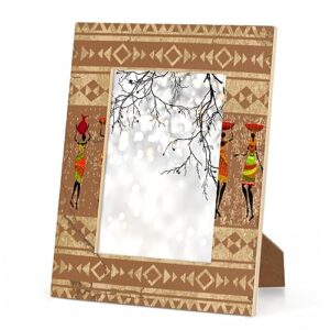 Pardick Aztec Geometric 8x10 Picture Frame, African Ethnic Women Wooden Photo Frame for Wall Mounting or Tabletop Living Room Bedroom Home Decor