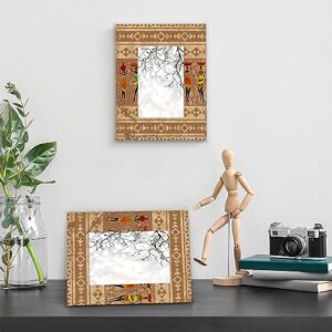 Pardick Aztec Geometric 8x10 Picture Frame, African Ethnic Women Wooden Photo Frame for Wall Mounting or Tabletop Living Room Bedroom Home Decor