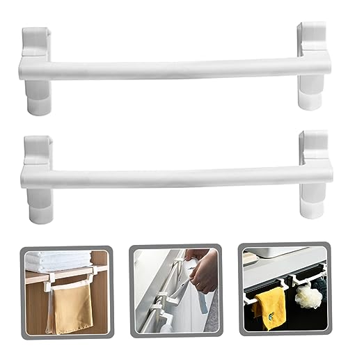 Homoyoyo 2pcs Over Cabinet Rack Wall Mount Towel Organizer Bathroom Towel Organizer Towel Holder Cabinet Towel Organizer Hanging Storage Box Shelf Tower Hanger Towel Rack abs White