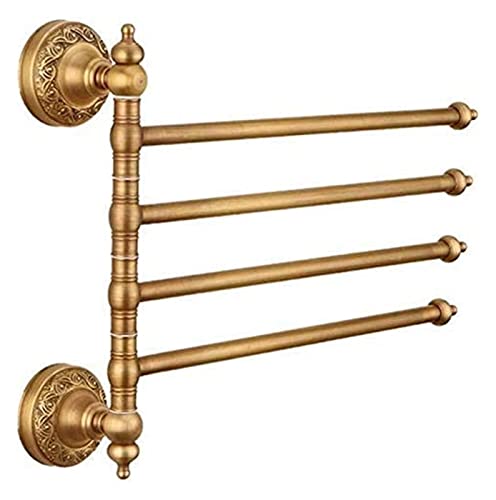 Towel BAR Rack Towel Rack Antic Copper Rotatable Towel Rack European Bathroom Bathroom Hanging Double Stand