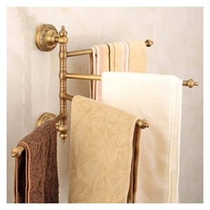 Towel BAR Rack Towel Rack Antic Copper Rotatable Towel Rack European Bathroom Bathroom Hanging Double Stand