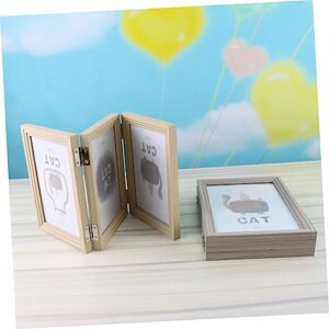 IMIKEYA 1pc Triple Folding Photo Frame Tabletop Picture Frame Wooden Folding Picture Frame wood picture frame wooden frames photo wall collage artistic picture frame office Vertical Gift