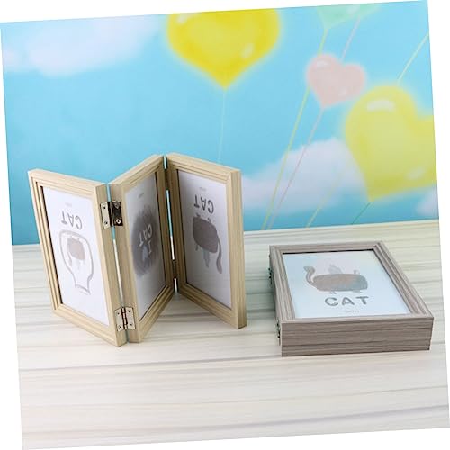 IMIKEYA 1pc Triple Folding Photo Frame Tabletop Picture Frame Wooden Folding Picture Frame wood picture frame wooden frames photo wall collage artistic picture frame office Vertical Gift