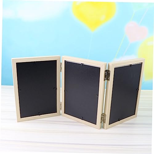 IMIKEYA 1pc Triple Folding Photo Frame Tabletop Picture Frame Wooden Folding Picture Frame wood picture frame wooden frames photo wall collage artistic picture frame office Vertical Gift