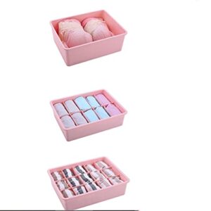 GAJUST Beautiful 3-Piece Set Underwear Storage Box with Closet Organizer Drawer for Underwear Socks Box Bra Organizer with Cover/Pink/245 * 245 * 212Mm