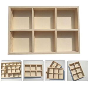 Alipis Wood Storage Case Wooden Drawer Organizer 6 Grid Divider Storage Box Underwear Socks Organizer Tray Closet Cabinet Storage Holder for Crafts Crayon Jewelry Pigment Compartment Case