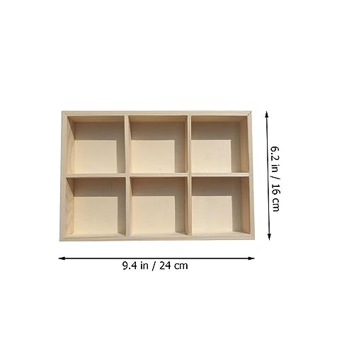 Alipis Wood Storage Case Wooden Drawer Organizer 6 Grid Divider Storage Box Underwear Socks Organizer Tray Closet Cabinet Storage Holder for Crafts Crayon Jewelry Pigment Compartment Case