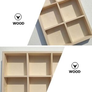 Alipis Wood Storage Case Wooden Drawer Organizer 6 Grid Divider Storage Box Underwear Socks Organizer Tray Closet Cabinet Storage Holder for Crafts Crayon Jewelry Pigment Compartment Case