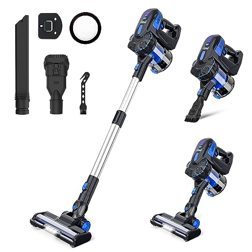 INSE Cordless Vacuum Cleaner, 6-in-1 Rechargeable Stick Vacuum Up to 45mins Runtime, Versatile Lightweight Cordless Vacuum with 2200mAh Battery, Quiet Vacuum Cleaner for Hard Floor Pet Hair Home Car