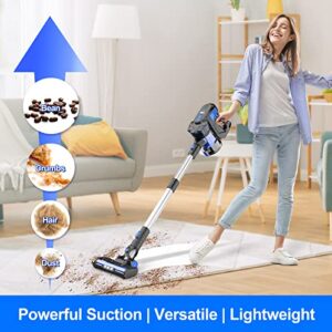 INSE Cordless Vacuum Cleaner, 6-in-1 Rechargeable Stick Vacuum Up to 45mins Runtime, Versatile Lightweight Cordless Vacuum with 2200mAh Battery, Quiet Vacuum Cleaner for Hard Floor Pet Hair Home Car