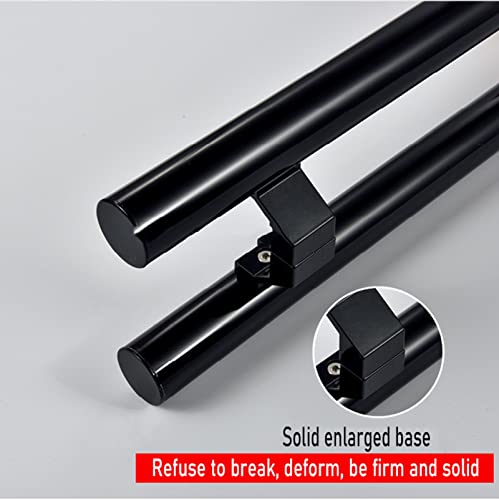 SUCHETA Stainless Steel Round Shape Bar Contemporary Entryway Modern Door Handle Ladder Bar Sliding Glass Shower Barn Door Entrance Interior Exterior Door Pull Black Finish (Size: 60x40cm)