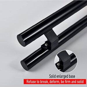 SUCHETA Door Hardware,Round Matte Black Push Pull Bar Handle,Heavy Duty Double Sided Modern Door Handle,Modern Sliding Barn Door Handle,Glass Handles,Interior or Exterior (Size: 60x40cm)