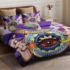 Duvet Cover Full Size, Mushroom Mandala Flower Vintage Bedding Set with Zipper Closure for Kids and Adults, Geometric Red Pink Comforter Cover with 2 Pillow Shams for Bedroom Bed Decor