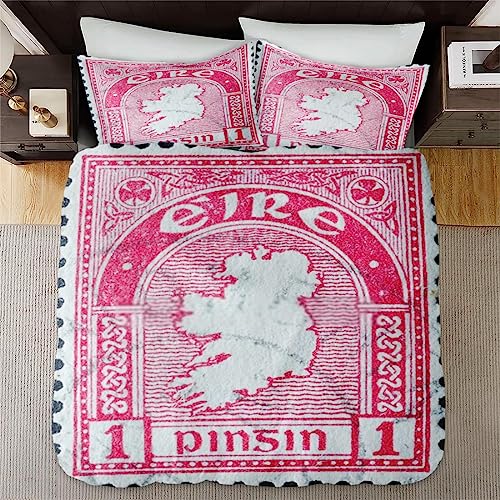 Duvet Cover Twin Size, Map Red Vintage Leaf Bedding Set with Zipper Closure for Kids and Adults, Retro Country Office Comforter Cover with Pillow Sham for Bedroom Bed Decor