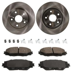xaujgra 2pcs brake disc and 4pcs brake pad set kit front side plain cast iron ceramic 17004003 12144147 50012100
