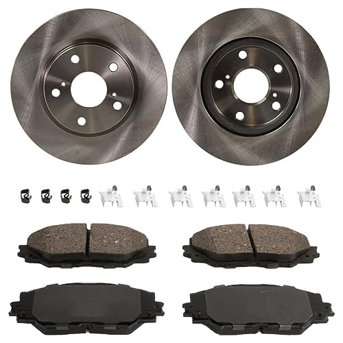 XAUJGRA 2pcs Brake Disc and 4pcs Brake Pad Set Kit Front Side Plain Cast Iron Ceramic 17004003 12144147 50012100