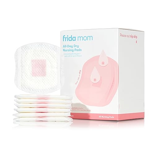 Frida Mom All-Day Dry Disposable Nursing Pads - Soft and Ultra-Absorbent Breast Pads, Breastfeeding Essentials for Moms, 60 Count