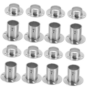 cabilock 16 pcs shower curtain rod base wall mounted rail holder closet rod socket wood pole sockets boom stand shower bar for curtain round stand stainless steel pole socket home supply