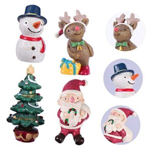 VOSAREA 4pcs Christmas Resin Ornaments Tabletop Accessories Mini Xmas Adornments Snow Globe Figurines Mini Christmas Tree Table Top Decor Christmas Decor Resin Decor Decorative Crafts Cake