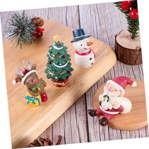 VOSAREA 4pcs Christmas Resin Ornaments Tabletop Accessories Mini Xmas Adornments Snow Globe Figurines Mini Christmas Tree Table Top Decor Christmas Decor Resin Decor Decorative Crafts Cake