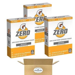 gatorade g zero orange sports drink mix - pack of 3 (30 packets in total)