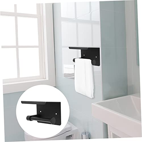OSALADI 1PC Bathroom Tissue Holder Toilet Tissue Holder with Shelf Paper Towel Holder Mount Wall Mounted Shelves for Storage Simple Toilet Paper Stand Stainless Steel Cabinet Punch Hole