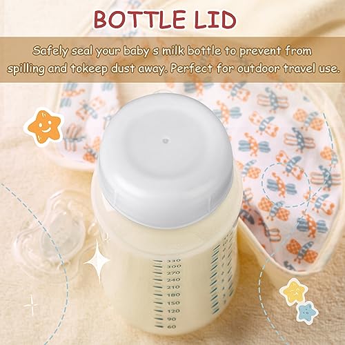 Baby Bottle Lid, Screw Lids Aka Travel Caps with Rewritable Sealing Disc Compatible with Avent dr. Brown Mouth Bottles, Baby Bottle Caps, Cap Replace Natural Bottle Sealing Ring and Sealing Disc