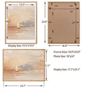 18x24 Picture Frame, 2 Pack 18 x 24 Wood Poster Frame, Solid Oak Wood Frame 18x24 Matted to 16x20, Wooden Frames 24x18, Large Art Frame 18x24