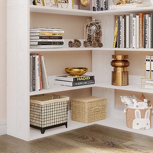 IRONCK Bookshelves 6 Tiers with Baffles Industrial Large Corner Etagere Bookcase Storage Display Rack for Living Room Home Office
