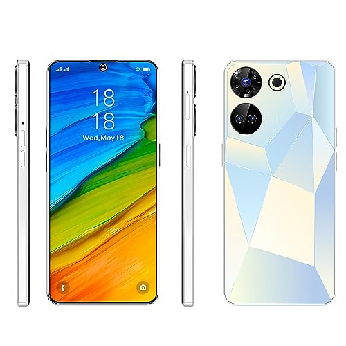 Echoamo 5G Unlocked Cell Phones, 6G+128GB Dual Sim Mobile Phone,U20 Smartphone Unlocked with Pen, 7.3 inch Waterdrop Screen Version Android Phone 48+108MP, 7300mAh,Fingerprint Lock&Face ID (White)