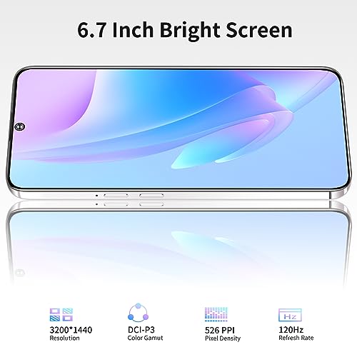 Echoamo 5G Unlocked Cell Phones, 6G+128GB Dual Sim Mobile Phone,U20 Smartphone Unlocked with Pen, 7.3 inch Waterdrop Screen Version Android Phone 48+108MP, 7300mAh,Fingerprint Lock&Face ID (White)