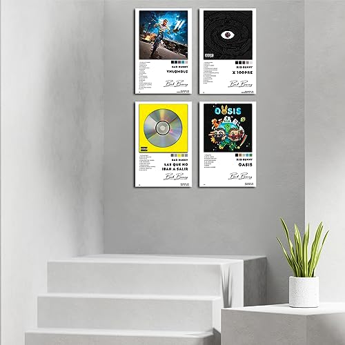 HGKNCF Bad Bunny Album Cover Posters for Room Aesthetic Set of 6 Music Posters Wall Art, Rapper Posters Wall Decor,Bad Bunny Signed Limited Artwork Picture for Teens Girls College Girls Dorm Decor