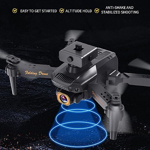 Drone With Dual 1080P HD FPV Camera Remote Control With Altitude Hold, Headless Mode, Start Speed Adjustment, Mini Drone Toys Gifts For Boys Girls (C Black(Dual Camera))