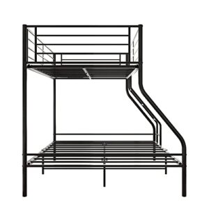 Tensun Heavy-Duty Twin-Over-Full Bunk Bed, Metal Bunk Bed with Inclined Ladder and Full-Length Guardrail for Bedrooms, Dorms, for Boys/Girls, Kids, Teens and Adults, Easy Assembly, Black