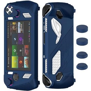 suihuoji for rog ally stand protective case, silicone accessories protector, soft cover skin shell with 2 pairs thumb grips caps, full protection kickstand for asus rog ally handheld (blue)