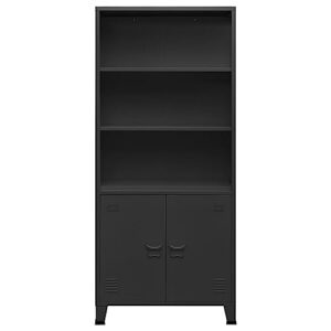 YUUIKLLE Industrial Bookshelf ，Standing Bookcase ，Open Bookshelf ，Bookcase Storage Rack，Suitable for Balcony, Study, Teaching Building, 31.5"x12.6"x70.9" ，Anthracite，Steel