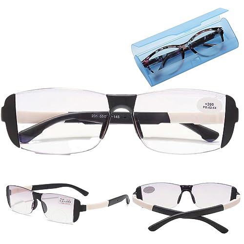 MeRcri Anti-blue Anti-fatigue Far and Near Dual Use Reading Glasses, High Hardness Blue Light Blocking Glasses for Women & Men (+4.00/(75-),Black)