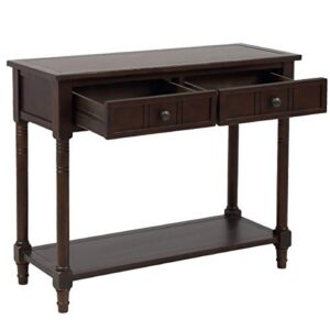 Merax LUMISOL 35.43" Accent Console Table, Entryway Sofa Table with 2 Drawers and Bottom Shelf, Easy Assembly, Espresso