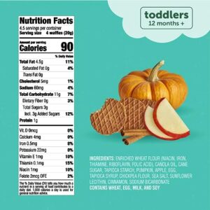 Beech-Nut Toddler Snacks, Mini Waffles with Hidden Veggies, Pumpkin Apple Cinnamon, Non-GMO, 3.2 oz Bag (7 Pack)