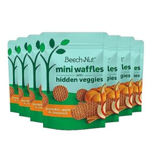 beech-nut toddler snacks, mini waffles with hidden veggies, pumpkin apple cinnamon, non-gmo, 3.2 oz bag (7 pack)